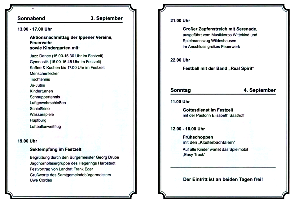 Das Festprogramm zur 800-Jahrfeier am 3. und 4. September 2011